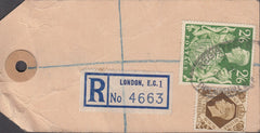 102563 - 1949? BANKER'S PARCEL TAG/KGVI 2/6 YELLOW-GREEN (SG476b).