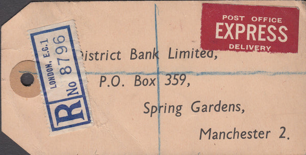 102569 - 1948 BANKER'S PARCEL TAG/KGVI 2/6 YELLOW-GREEN/OLYMPIC GAMES.