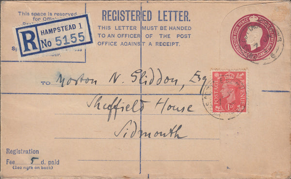 102606 - 1950 STAMP DEALERS MAIL HAMPSTEAD TO SIDMOUTH/D. M. WOLFF.