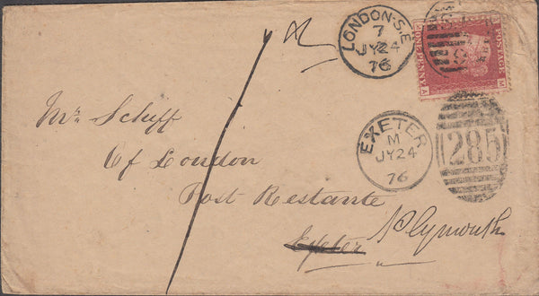 102637 - 1876 ENVELOPE WITH LONDON STYLE AND PROVINCIAL STYLE DUPLEXES.