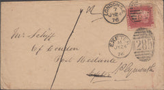 102637 - 1876 ENVELOPE WITH LONDON STYLE AND PROVINCIAL STYLE DUPLEXES.