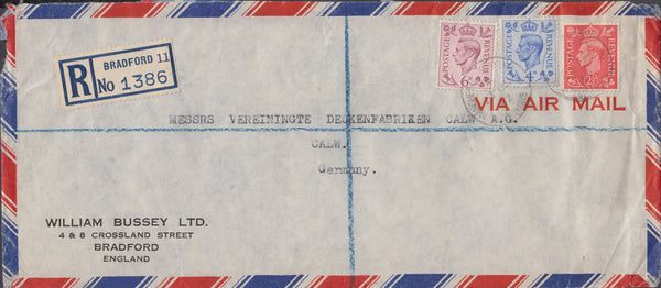102699 - 1952 REGISTERED MAIL BRADFORD (YORKS) TO GERMANY.