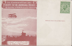 102749 - 1911 FIRST OFFICIAL U.K. AERIAL POST/UNUSED LONDON POST CARD IN RED-BROWN.