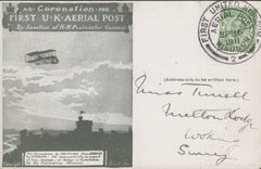 102830 - 1911 FIRST OFFICIAL U.K. AERIAL POST/THE LONDON POST CARD IN OLIVE-GREEN USED FROM WINDSOR.