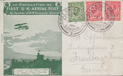 102867 - 1911 FIRST OFFICIAL U.K. AERIAL POST/LONDON ENVELOPE TO GERMANY.