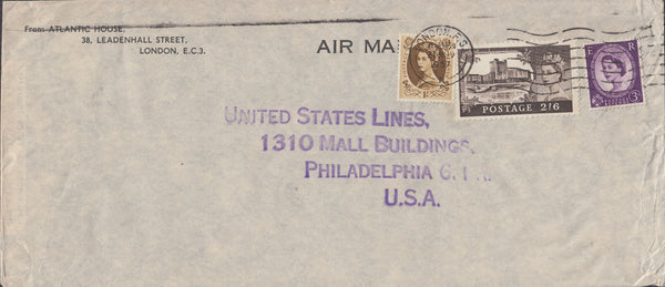 102921 - 1957 MAIL LONDON TO USA/2/6 CASTLE.