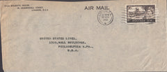 102924 1959 AIR MAIL LONDON TO USA WITH 2/6 CASTLE.