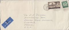 102928 1963 AIR MAIL BRISTOL TO OREGON USA WITH 2/6 CASTLE.