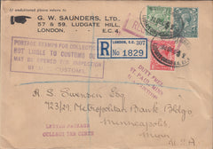 102935 - 1932 REGISTERED MAIL LONDON TO USA/STAMP DEALERS.