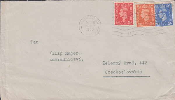 103070 - 1953 MAIL HAMPSTEAD TO CZECHOSLOVAKIA.