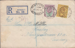 103111 - 1908 REGISTERED MAIL NORWOOD TO GERMANY.