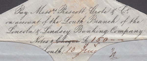 103200 - 1854 BANKER'S MAIL LOUTH TO MACCLESFIELD/2D BLUES (SG14).