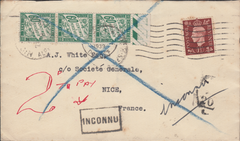 103371 - 1939 UNDELIVERED MAIL DORSET TO FRANCE.