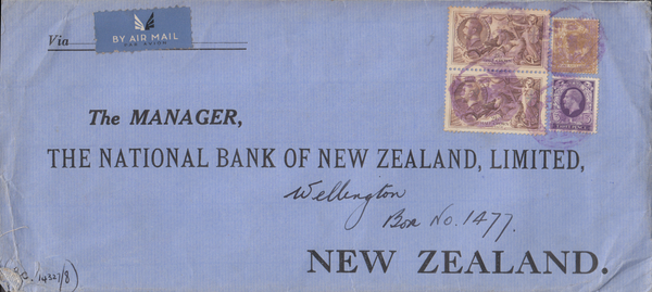 103488 - 1935 MAIL LONDON TO NEW ZEALAND/2/6 SEAHORSE (SG450).