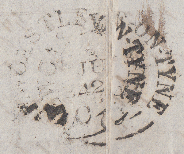 103571 - 1842 ENTIRE SUPERB ILLUSTRATED BILL HEAD OF SAILING SHIP/PL.20 (LA) (SG8).