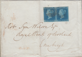 103630 - 1841 2D BLUE PL.3 OG RE-ENTRY (SG14 SPEC ES11b) ON COVER LONDON TO EDINBURGH.