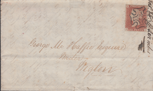 103808 - 1D RED BLACK PLATE 2 (II) (SG7)/EDINBURGH M.C. ON COVER.