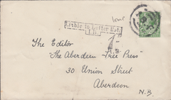 103820 - 1914 ENVELOPE UNDERPAID/LIABLE TO LETTER RATE.