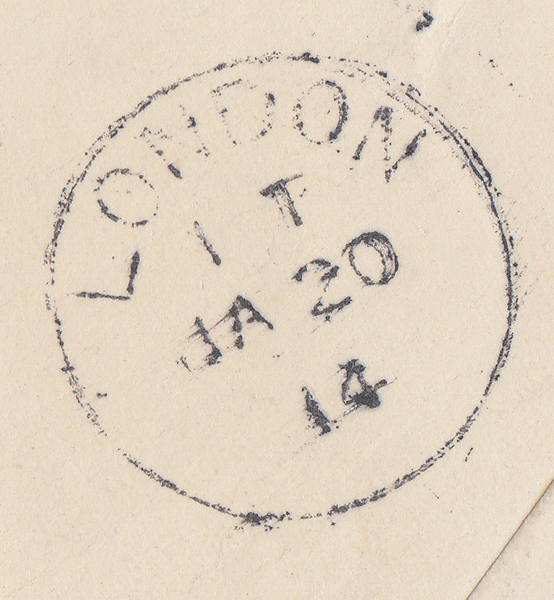 103820 - 1914 ENVELOPE UNDERPAID/LIABLE TO LETTER RATE.