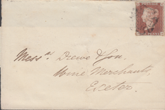 103877 - 1842 PLYMOUTH "COMMON" TYPE M.C./"C" RECEIVER'S HAND STAMP OF STONEHOUSE.