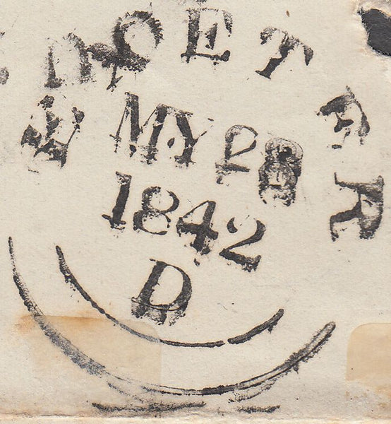 103877 - 1842 PLYMOUTH "COMMON" TYPE M.C./"C" RECEIVER'S HAND STAMP OF STONEHOUSE.
