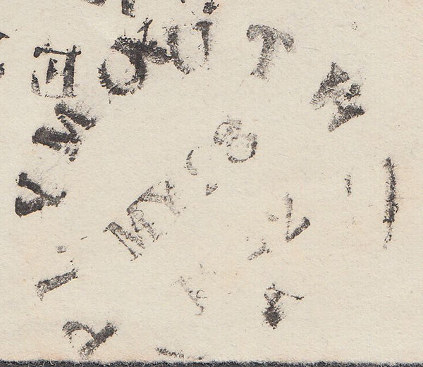 103877 - 1842 PLYMOUTH "COMMON" TYPE M.C./"C" RECEIVER'S HAND STAMP OF STONEHOUSE.