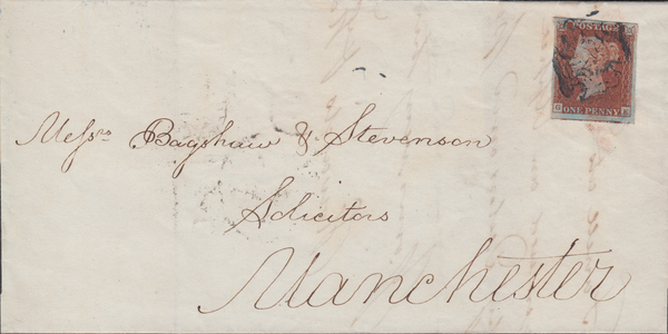 103886 1842 DARK BLUE MALTESE CROSS OF PRESTON ON COVER (SPEC B1sc).