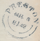 103886 1842 DARK BLUE MALTESE CROSS OF PRESTON ON COVER (SPEC B1sc).