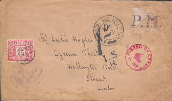 103937 - 1914 UNPAID MILITARY MAIL FRANCE TO LONDON.