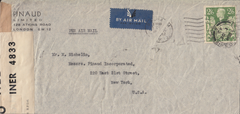 103962 - 1942 MAIL BALHAM TO USA/2/6 YELLOW-GREEN (SG476b).