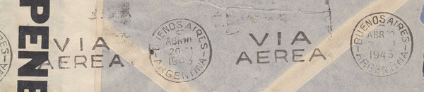 103967 - 1943 MAIL KEIGHLEY TO ARGENTINE/2/6 YELLOW-GREEN (SG476b).
