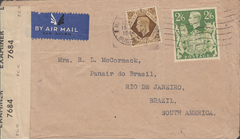 103969 - 1944 MAIL SURREY TO BRAZIL/2/6 YELLOW-GREEN (SG476b).