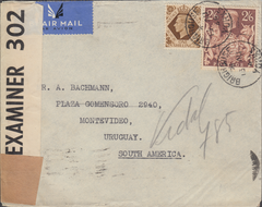 103984 - 1940 MAIL BRIGHOUSE TO URUGUAY/2/6 BROWN (SG476).