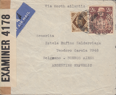 103985 - 1941 MAIL MANCHESTER TO ARGENTINE/2/6 BROWN (SG476).