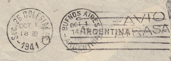103985 - 1941 MAIL MANCHESTER TO ARGENTINE/2/6 BROWN (SG476).