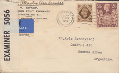 104073 - 1940 MAIL LONDON TO ARGENTINE/2/6 BROWN (SG476).