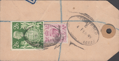 104104 - 1949 KGVI BANKERS PARCEL TAG/2/6 YELLOW-GREEN (SG476b).