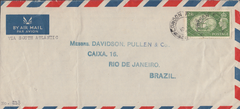 104107 - 1953 MAIL LONDON TO BRAZIL/2/6 YELLOW-GREEN (SG509).