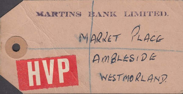 104135 - CIRCA 1955 BANKERS HVP PARCEL TAG/2/6 YELLOW-GREEN (SG509).