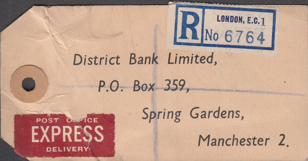 104148 - 1949 KGVI BANKERS PARCEL TAG/2/6 YELLOW-GREEN (SG476b).