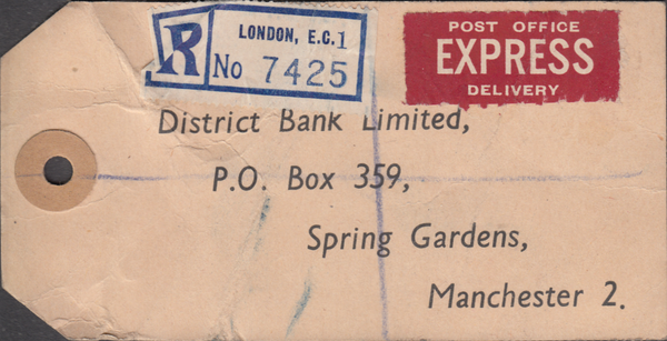 104153 - 1949 KGVI BANKERS PARCEL TAG/2/6 YELLOW-GREEN (SG476b).