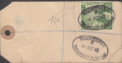104156 - 1948 KGVI BANKERS PARCEL TAG/2/6 YELLOW-GREEN (SG476b).