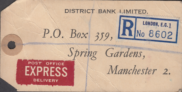 104156 - 1948 KGVI BANKERS PARCEL TAG/2/6 YELLOW-GREEN (SG476b).