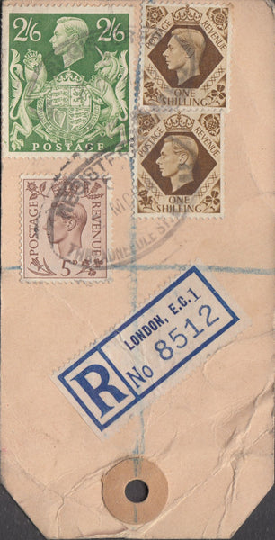 104164 - 1949 KGVI BANKERS PARCEL TAG/2/6 YELLOW-GREEN (SG476b).