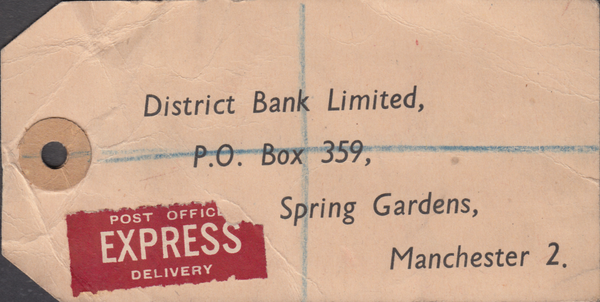 104164 - 1949 KGVI BANKERS PARCEL TAG/2/6 YELLOW-GREEN (SG476b).