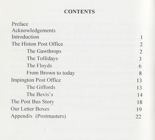 104259 - SENT BY MAIL - THE STORY OF HISTON AND IMPINGTON'S POST BY STEPHEN J. HARPER-SCOTT.