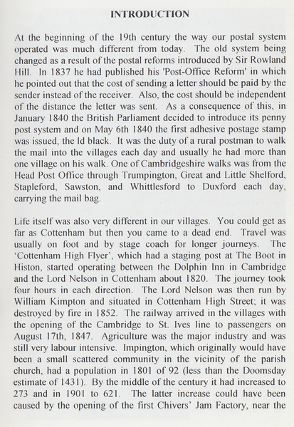 104259 - SENT BY MAIL - THE STORY OF HISTON AND IMPINGTON'S POST BY STEPHEN J. HARPER-SCOTT.