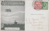 104426 - 1911 FIRST OFFICIAL U.K. AERIAL POST/LONDON POST CARD IN OLIVE-GREEN TO SOUTH AFRICA.