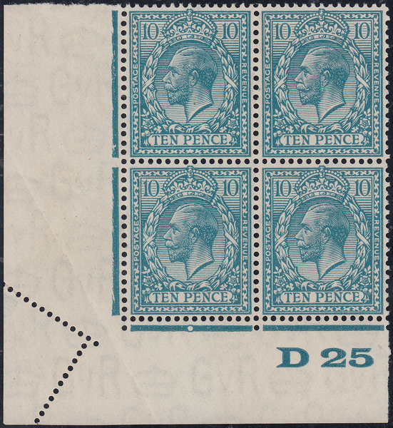 104588 - 1924 10D TURQUOISE-BLUE (SG428) ERROR OF PERFORATION.