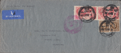 104797 - 1939 MAIL LONDON TO ARGENTINE 5S SEAHORSE (SG451) X2.